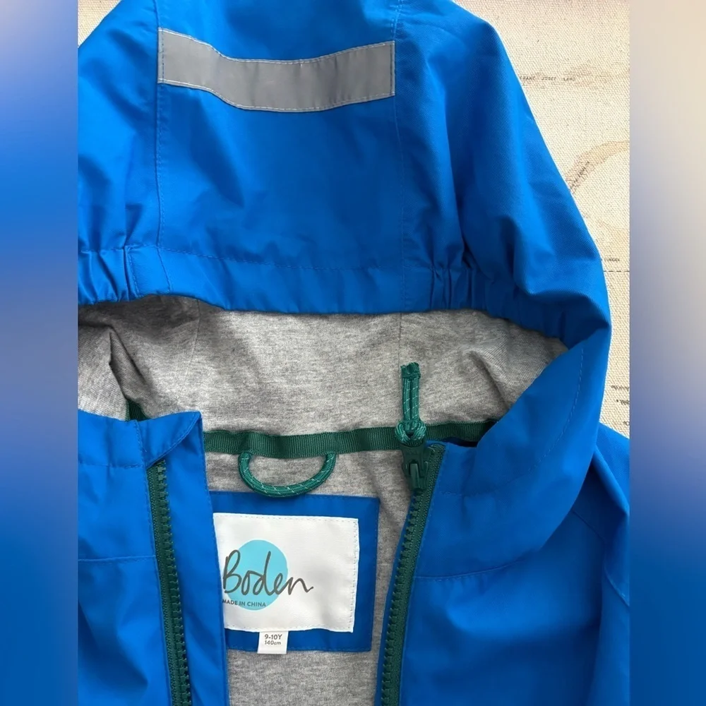 Mini Boden Unisex Hooded Windbreaker Cotton Lined - Zippered Pockets Size 9/10